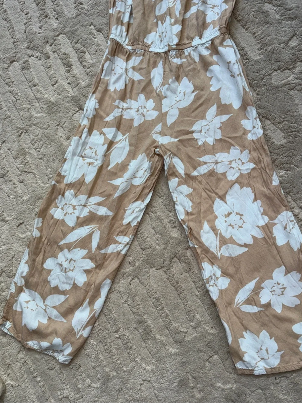 Carter's Beige Jumpsuit with White Floral Print 10 super soft viscose
